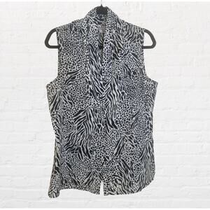 Banana Republic animal print button-down sleeveless blouse